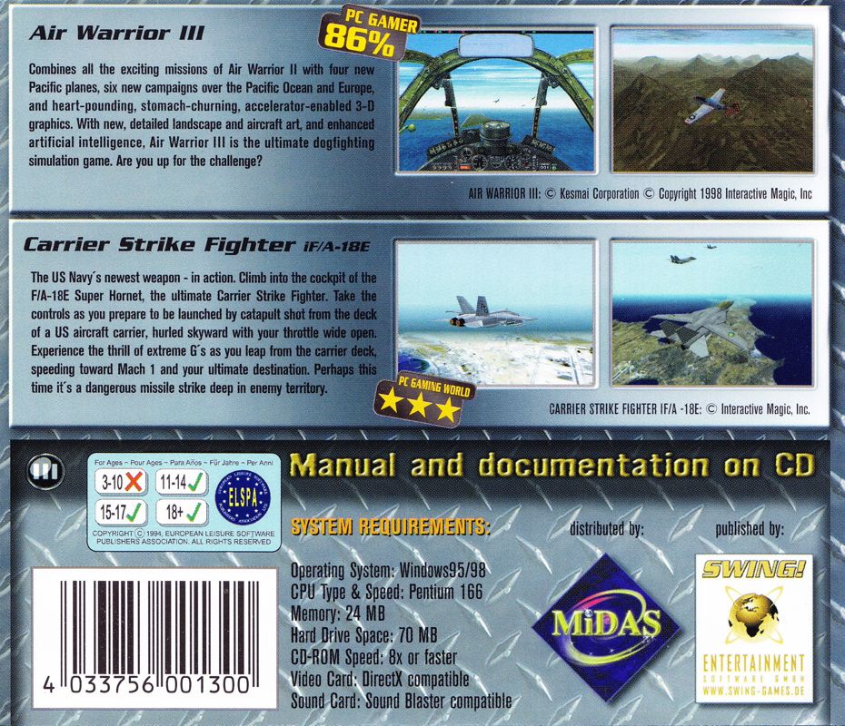 Other for 2 in 1 Pack: Air Warrior III / Carrier Strike Fighter iF/A-18E (Windows): Jewel Case - Back