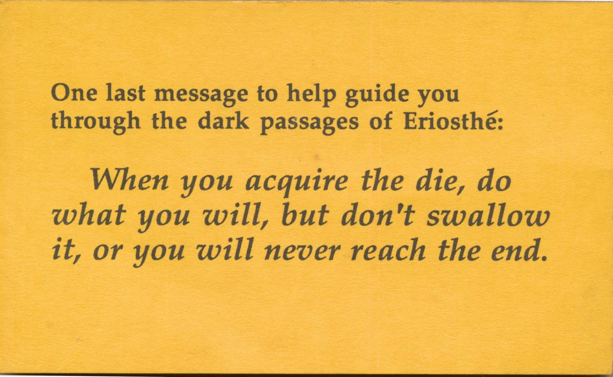 Other for The Dark Heart of Uukrul (DOS): Help note