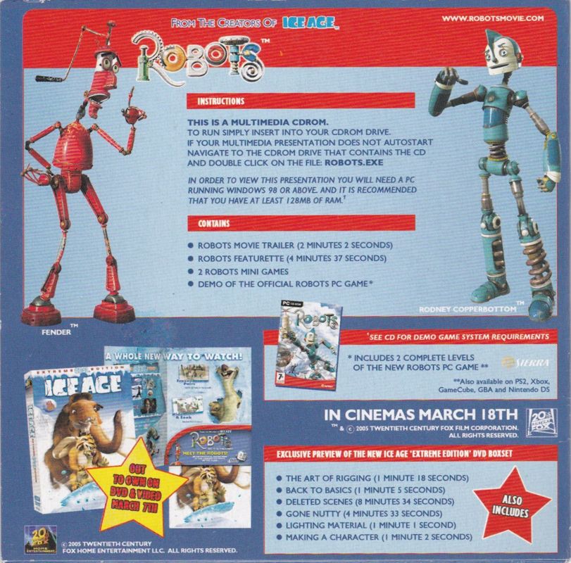 Back Cover for Robots (Windows) ('Mail On Sunday' promotional CD)