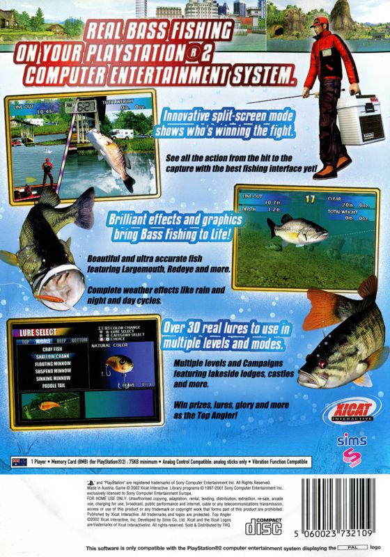 Back Cover for Top Angler (PlayStation 2)