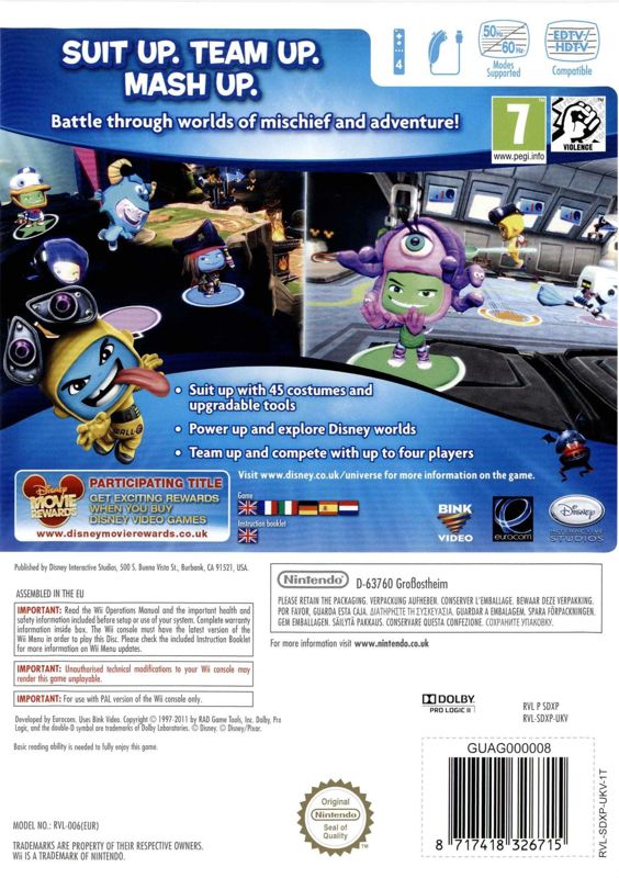 Back Cover for Disney Universe (Wii)