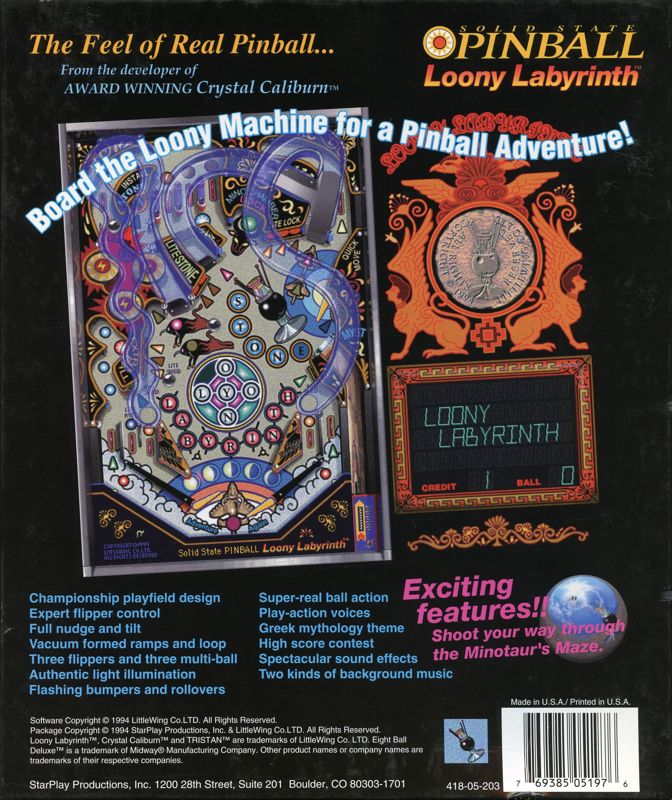 Back Cover for Loony Labyrinth (Windows)
