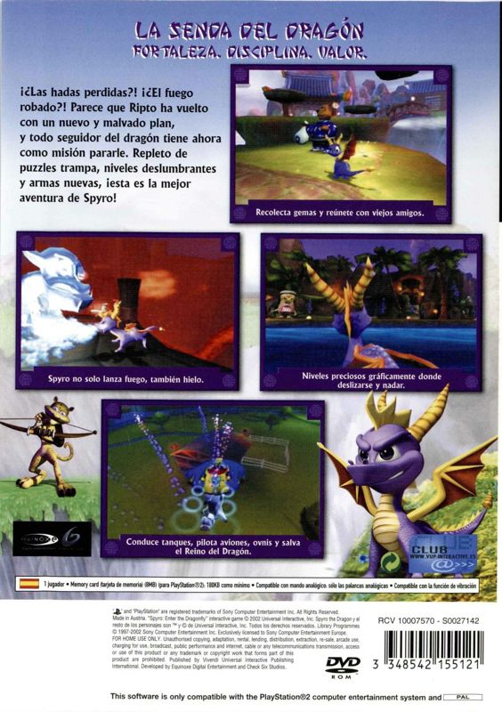 Back Cover for Spyro: Enter the Dragonfly (PlayStation 2)