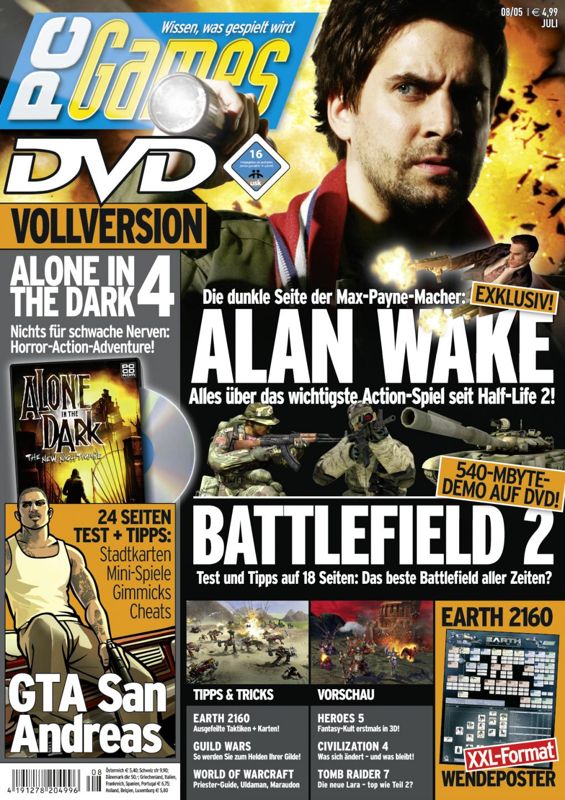 Front Cover for Alone in the Dark: The New Nightmare (Windows) (PC Games 08/2005 covermount)