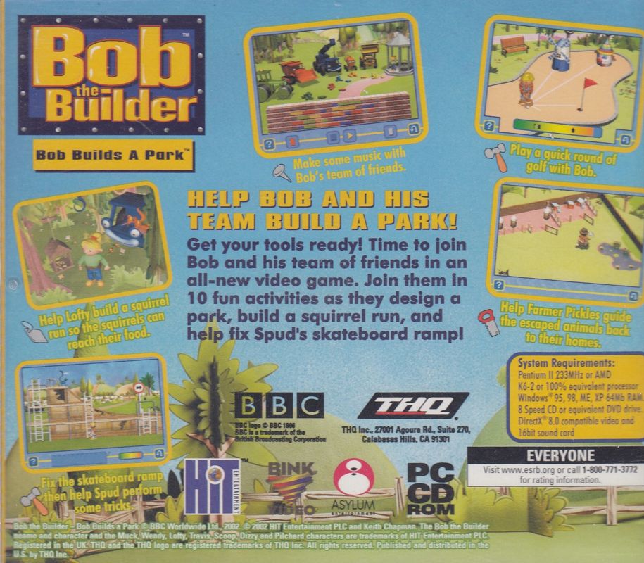 Back Cover for Bob the Builder: Bob Builds a Park (Windows)