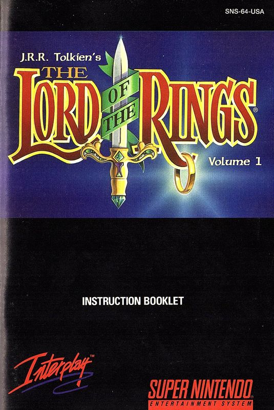 Manual for J.R.R. Tolkien's The Lord of the Rings: Volume 1 (SNES)