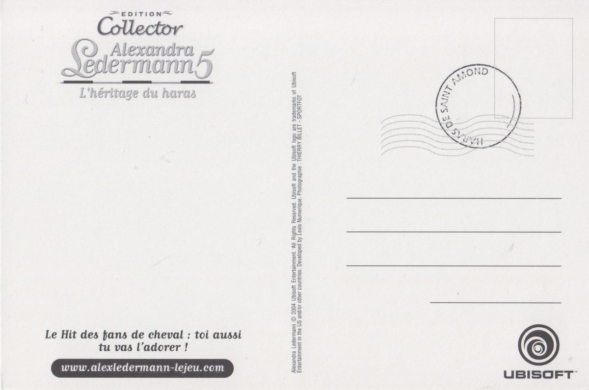 Extras for Alexandra Ledermann 5: L'Héritage du Haras (Edition Collector) (Windows): Post cards - Back