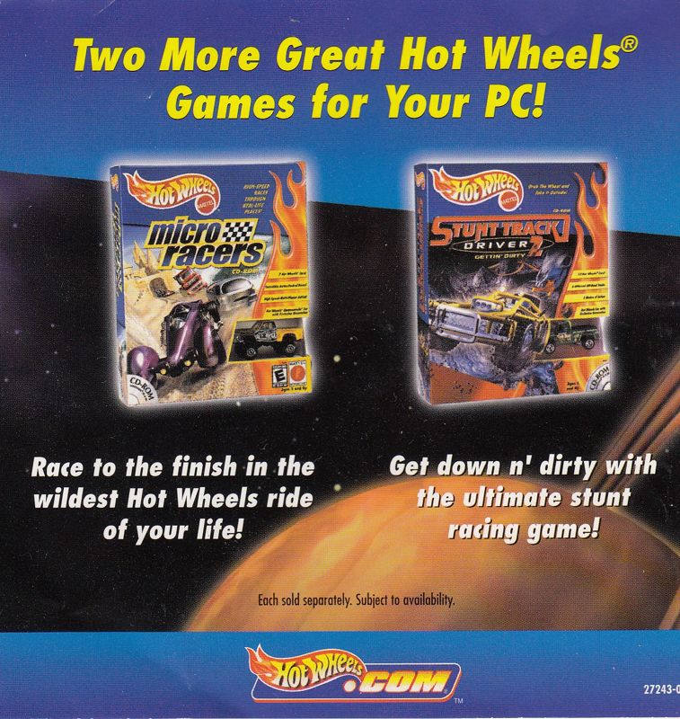 Inside Cover for Hot Wheels: Slot Car Racing (Windows)