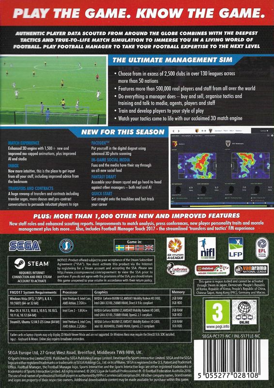 Football Manager 2017 (Special Edition) cover or packaging material ...