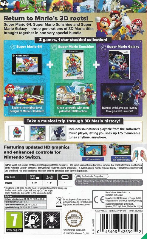 Back Cover for Super Mario 3D All-Stars (Nintendo Switch)