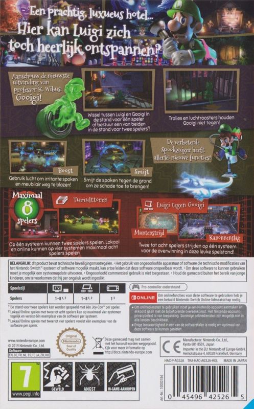 Back Cover for Luigi's Mansion 3 (Nintendo Switch)