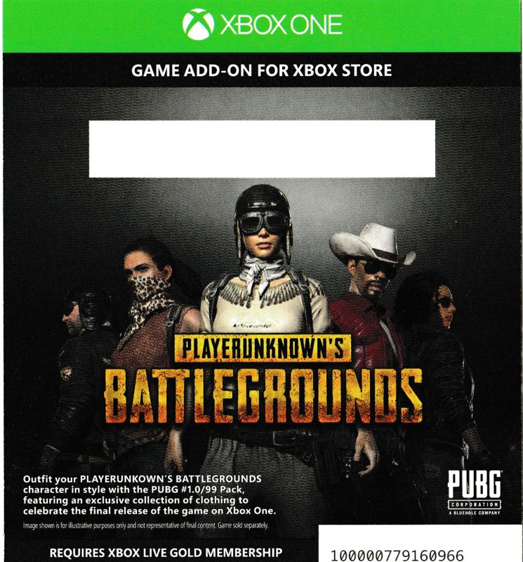 Other for PlayerUnknown's Battlegrounds (Xbox One): PUBG #1.00/99 pack + 14 Day Gold Trial voucher - Front