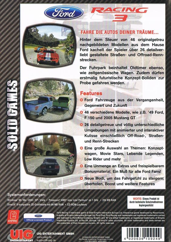 Back Cover for Ford Racing 3 (Windows) (Solid Games release)