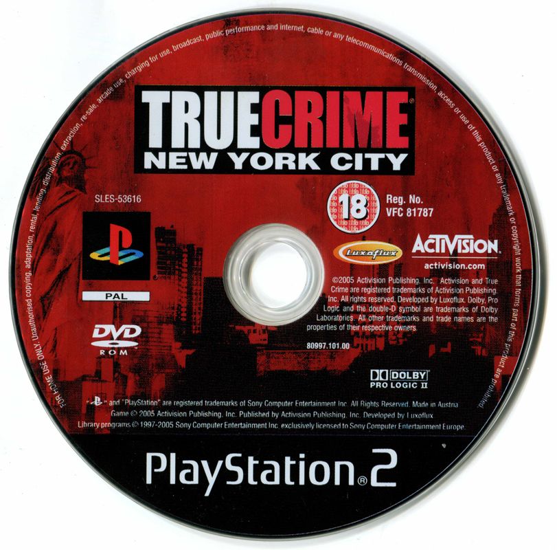 Media for True Crime: New York City (PlayStation 2)