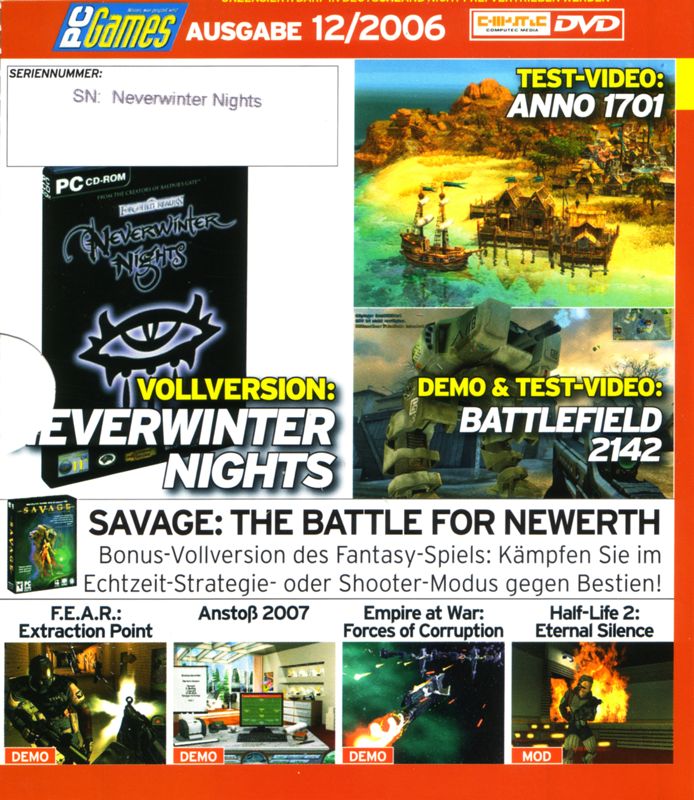 Other for Neverwinter Nights (Windows) (PC Games 12/06 covermount (main magazine sleeve)): Sleeve - Front