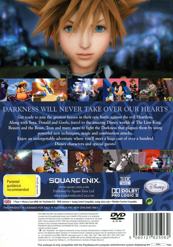 Back Cover for Kingdom Hearts II (PlayStation 2) (re-release)