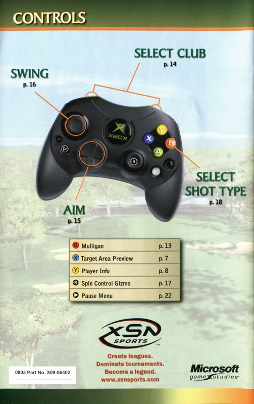 Manual for Links 2004 (Xbox): Back