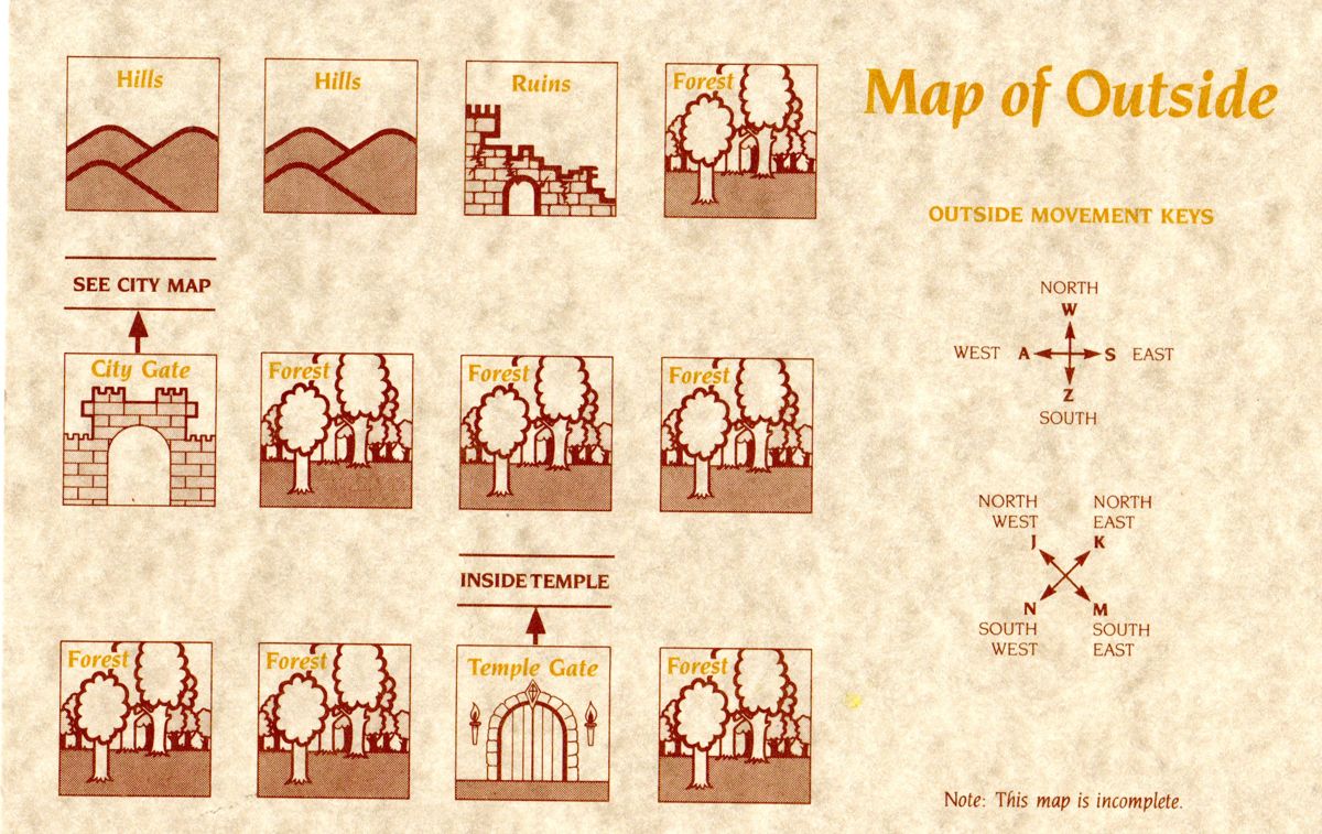 Map for Realms of Darkness (Apple II): Map of Outside