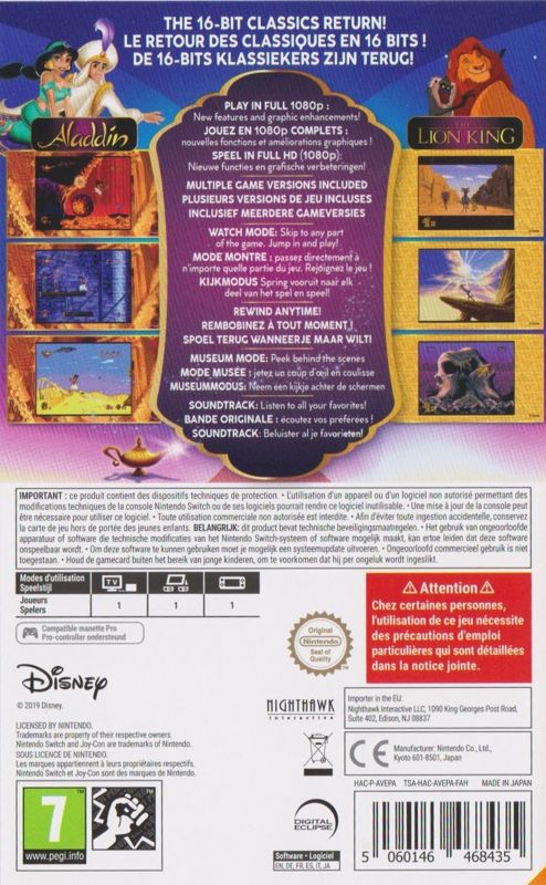 Jeux Switch Disney Aladdin ans thé lion king - Disney