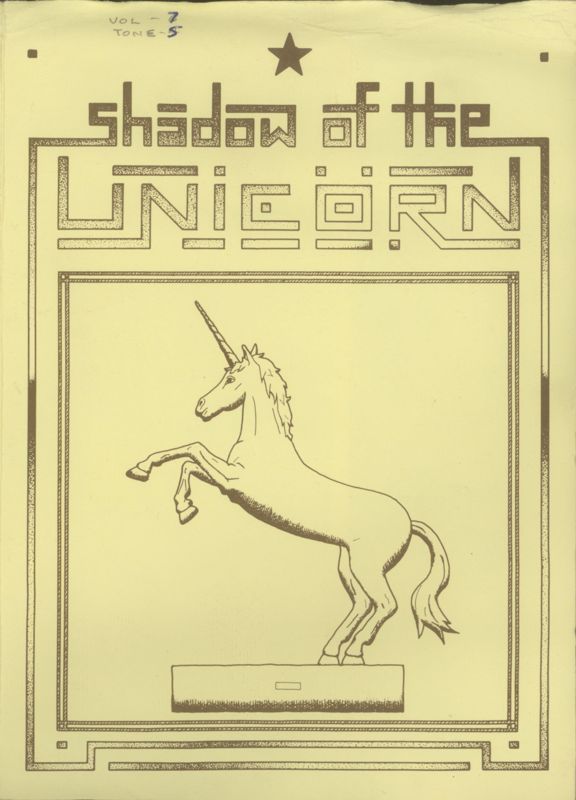 Manual for Shadow of the Unicorn (ZX Spectrum): front