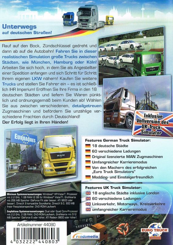 Back Cover for German Truck Simulator: Gold Edition (Windows)