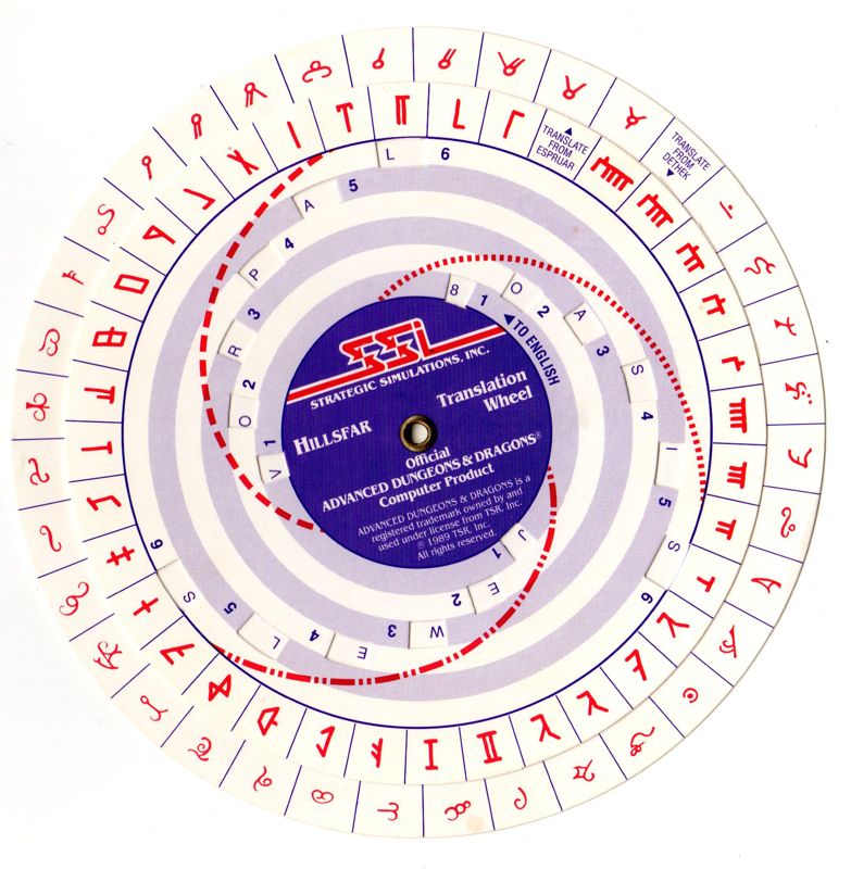 Other for Hillsfar (Commodore 64): Code Wheel
