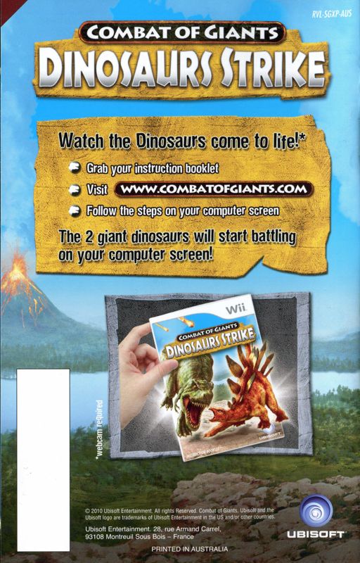 Manual for Battle of Giants: Dinosaurs Strike (Wii): Back