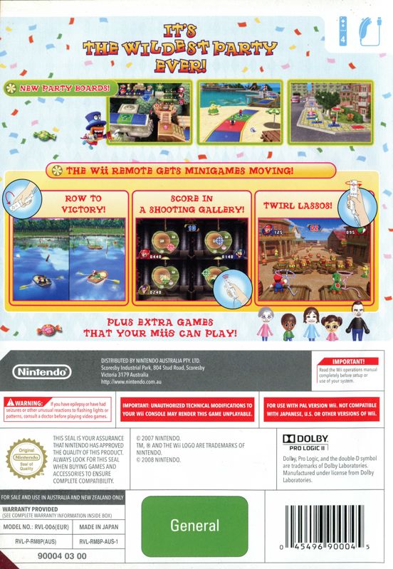 Back Cover for Mario Party 8 (Wii)