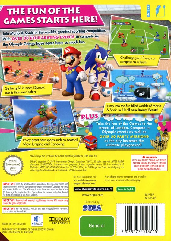 Mario & Sonic nos Jogos Olímpicos de Londres 2012™, Wii, Jogos