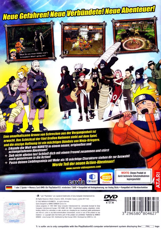 Back Cover for Naruto: Uzumaki Chronicles 2 (PlayStation 2)