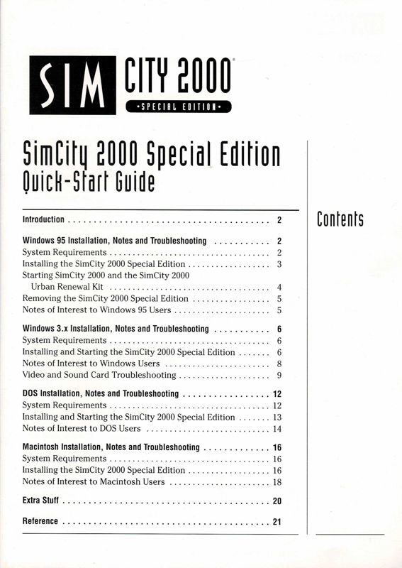 Extras for SimCity 2000: CD Collection (Macintosh and Windows) (EA Classics release): Quick-Start Guide - Front