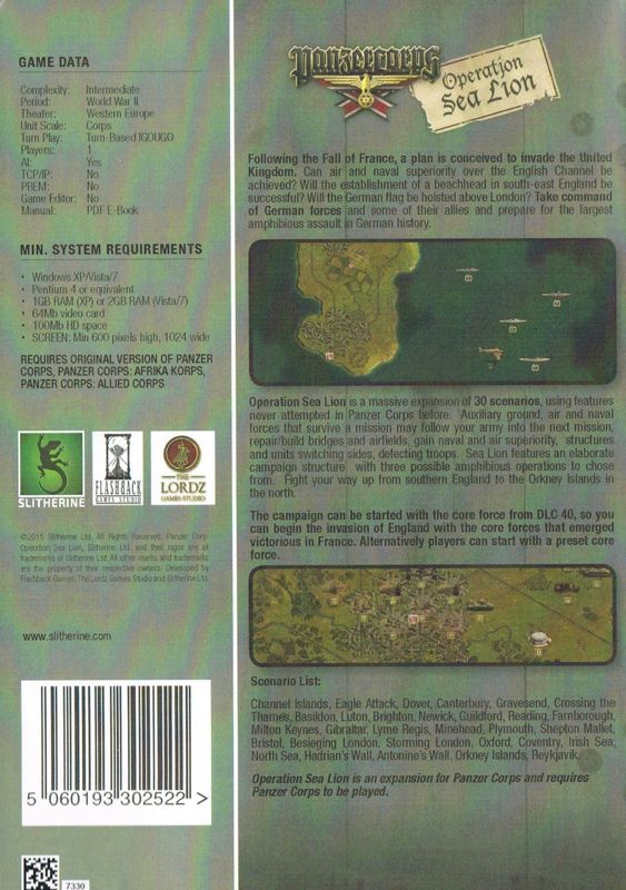 Back Cover for Panzer Corps: Operation Sea Lion (Windows)