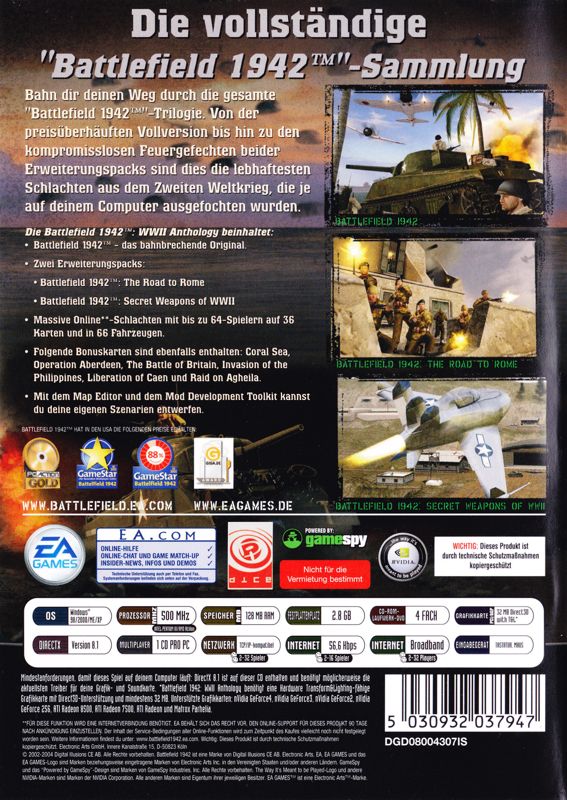 Back Cover for Battlefield 1942: World War II Anthology (Windows)