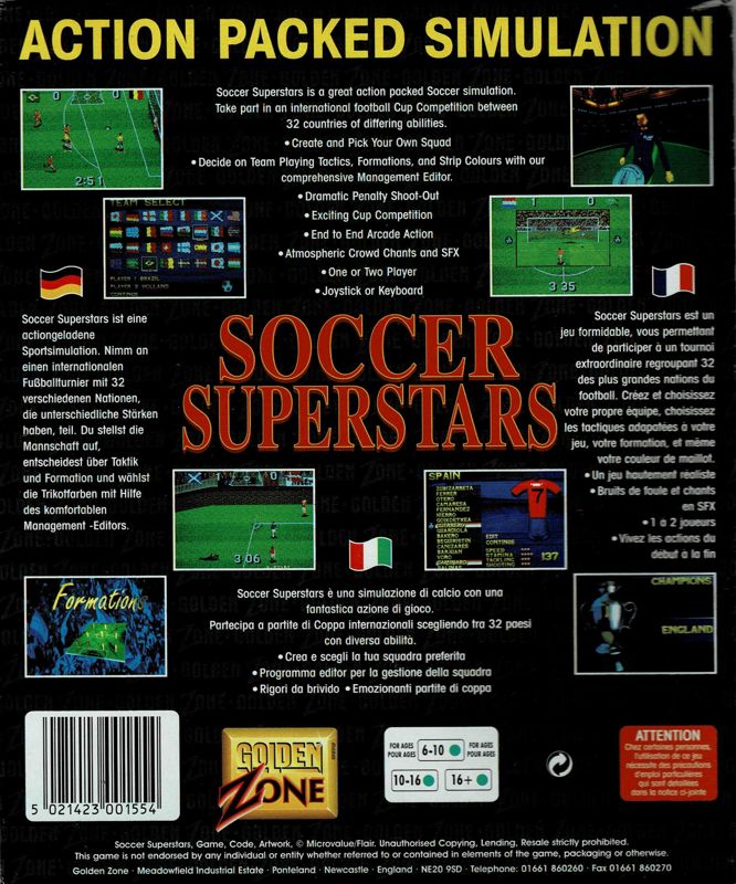 Back Cover for Soccer Superstars (DOS)