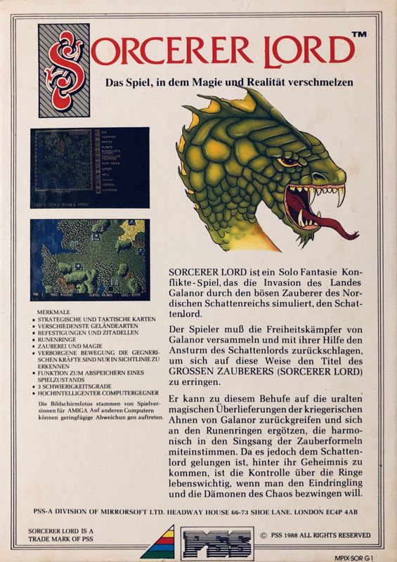 Back Cover for Sorcerer Lord (Amiga)