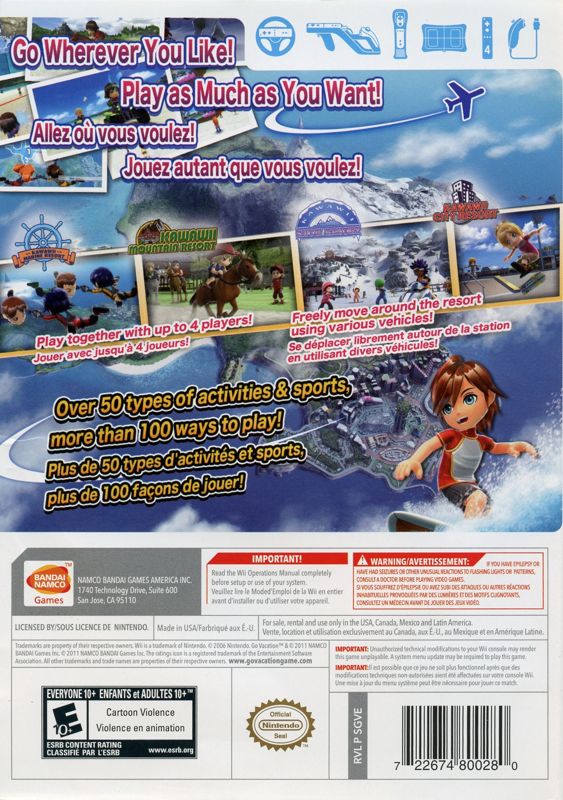 Back Cover for Go Vacation (Wii)