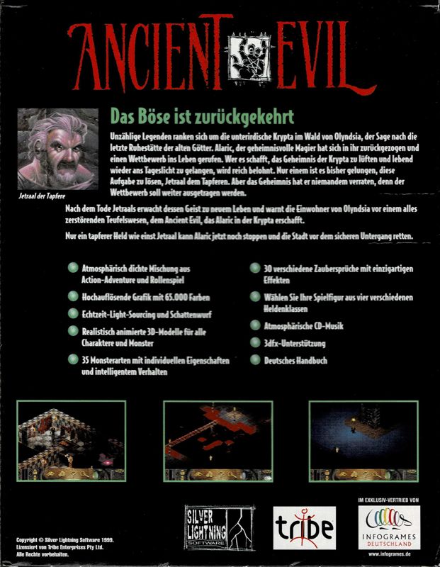 Back Cover for Ancient Evil (Windows) (Soft Price release)