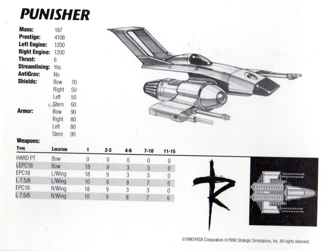 Extras for Renegade Legion: Interceptor (Amiga): Punisher Information Card