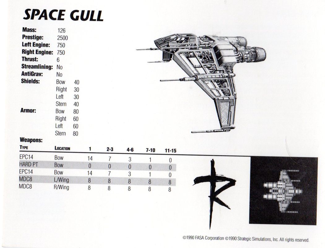 Extras for Renegade Legion: Interceptor (Amiga): Space Gull Information Card