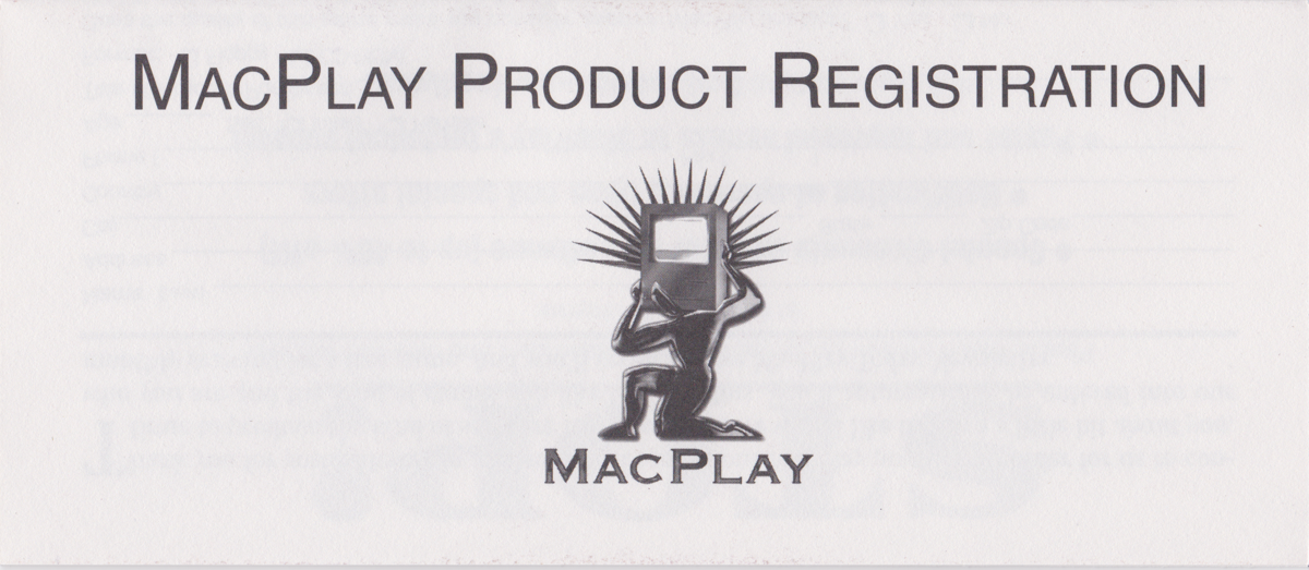 Other for Wolfenstein 3D (Macintosh) ("Third Encounter" floppy disk release): Registration Card - Inlay