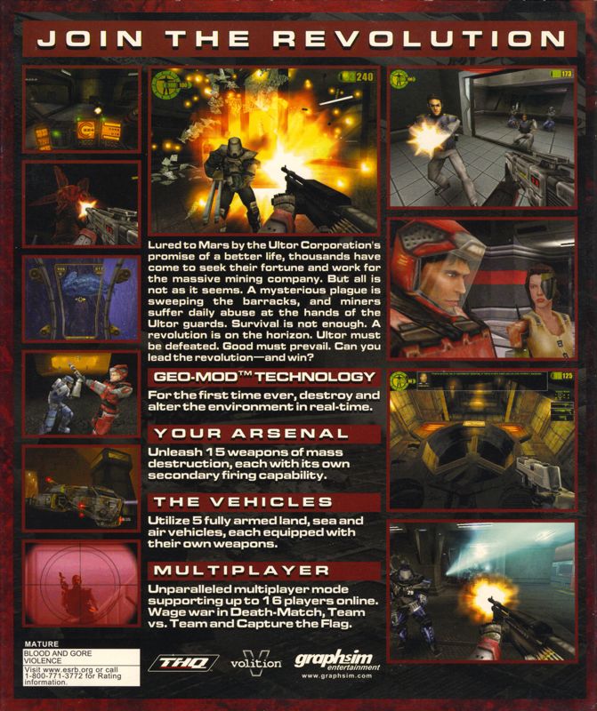 Back Cover for Red Faction (Macintosh) (Cardboard Box-inside is the manual and a jewel case with CD )