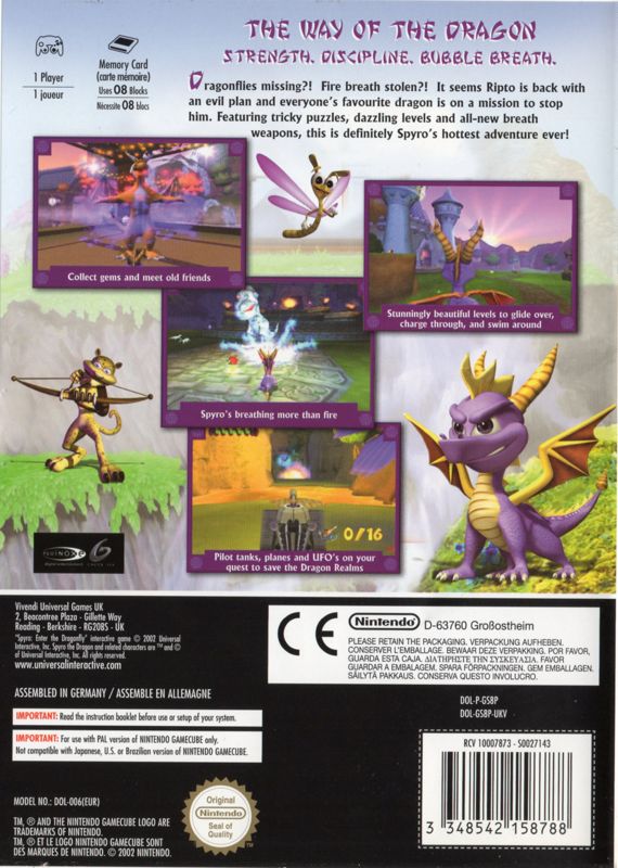 Back Cover for Spyro: Enter the Dragonfly (GameCube)