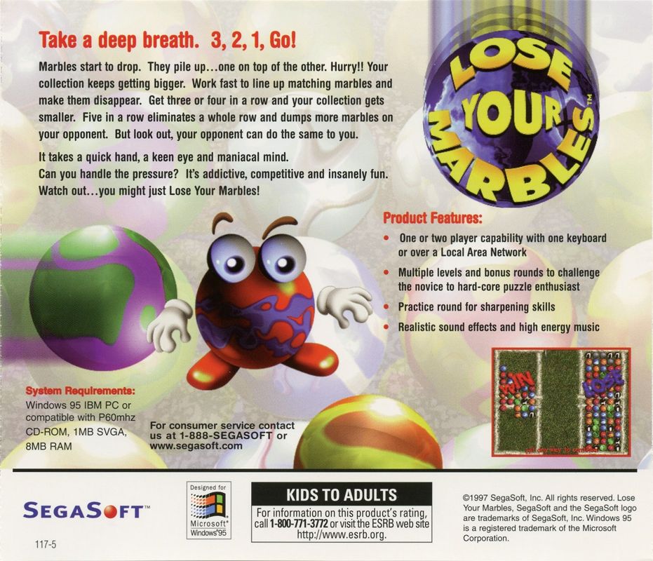Other for Lose Your Marbles (Windows): Jewel Case - Back