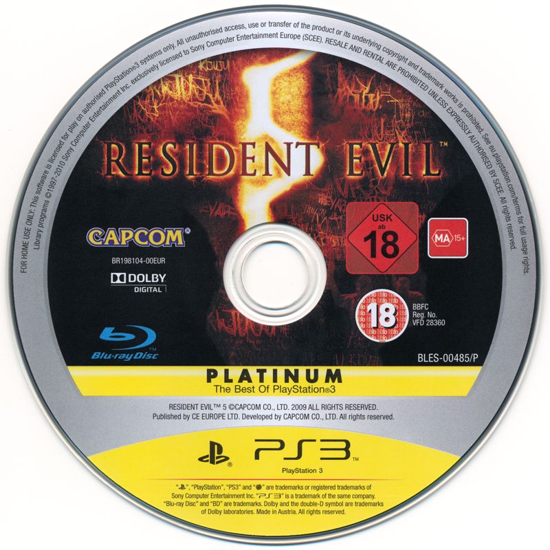 Media for Resident Evil 5 (PlayStation 3) (Platinum release)