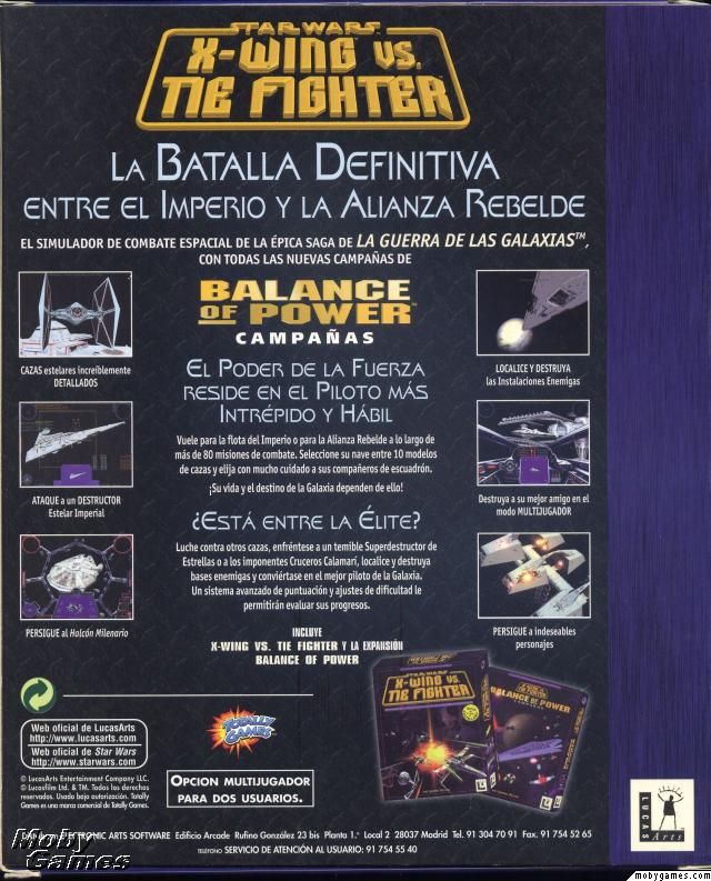 Back Cover for Star Wars: X-Wing Vs. TIE Fighter + Balance of Power (Windows)