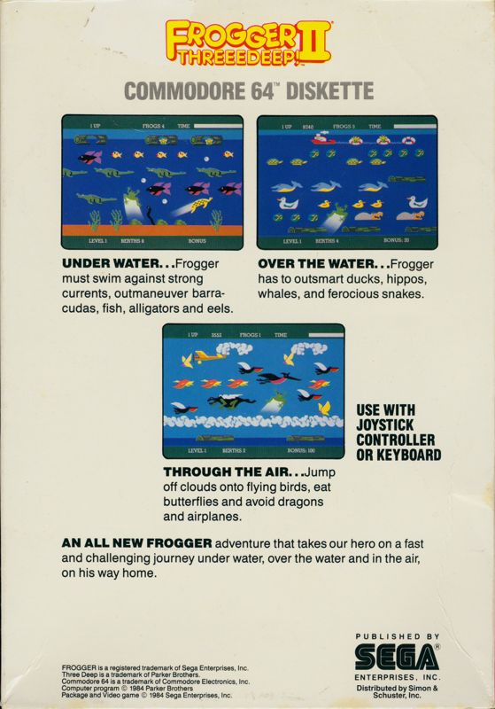 Back Cover for Frogger II: ThreeeDeep! (Commodore 64)