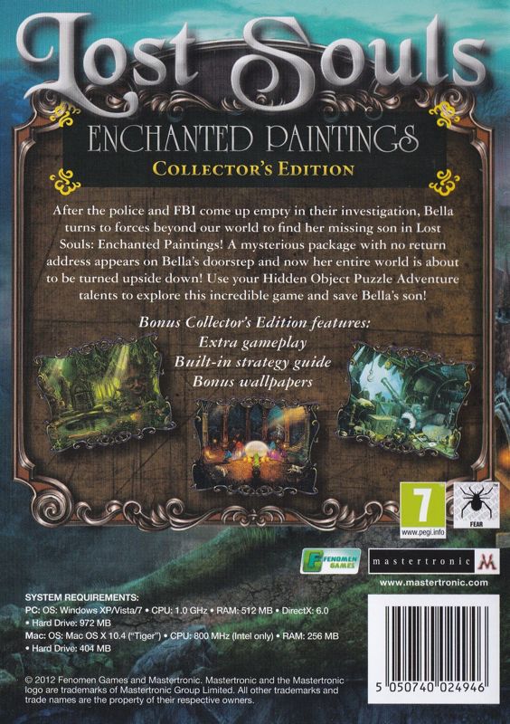 Back Cover for Lost Souls: Enchanted Paintings (Collector's Edition) (Macintosh and Windows)