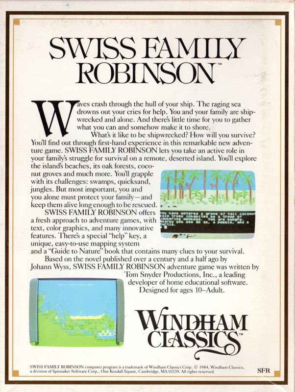 Back Cover for Swiss Family Robinson (Apple II)