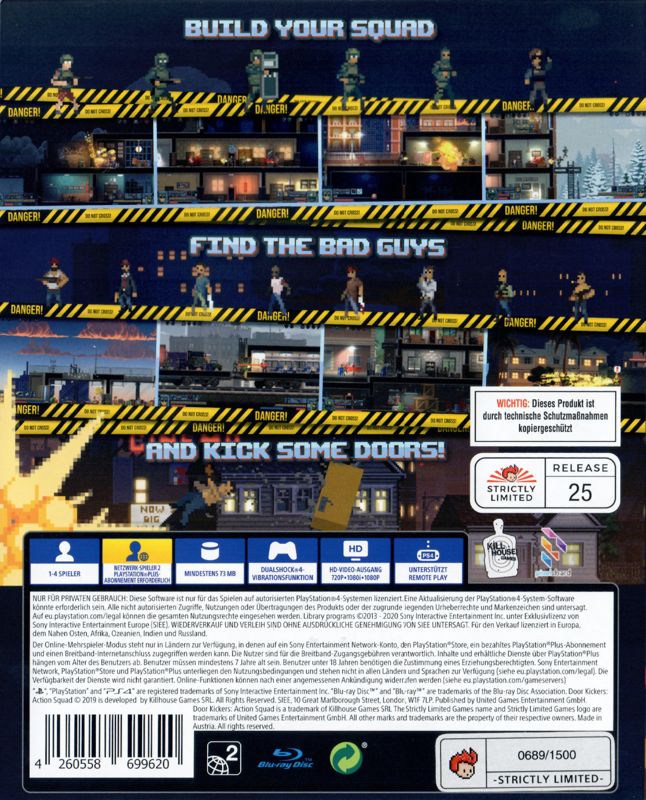 Back Cover for Door Kickers: Action Squad (PlayStation 4) (Strictly Limited Games release)