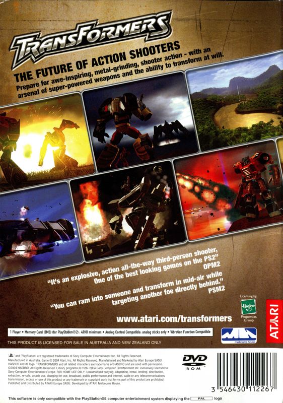 Back Cover for TransFormers (PlayStation 2)